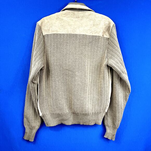 VINTAGE•NWT |•VAN CORT•| Retro Suede + Knit Collared Tan Jacket Size M - Picture 2 of 11